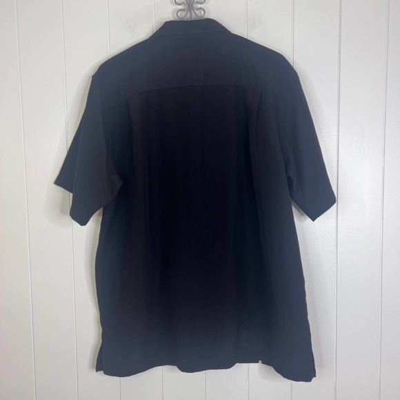 David Taylor Collection Black and White Button front Short Sleeve Shirt SZ L - Picture 5 of 5